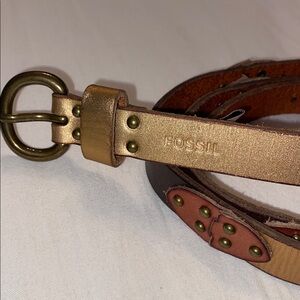 Fossil leather belt